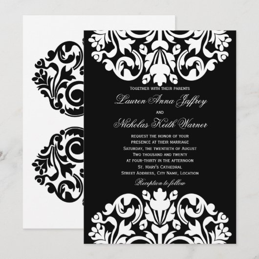 Berichten over het zwarte en witte huwelijk kaart (Voorkant / Achterkant)