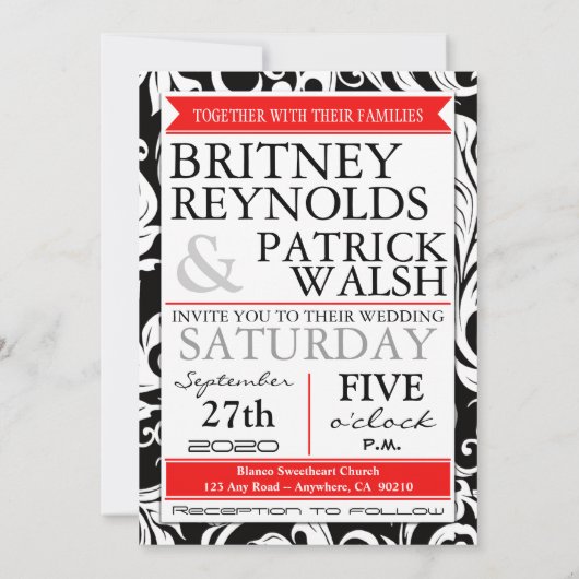 Berichten over het zwarte witte en rode Damask-huw Kaart (Achterkant)