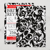 Berichten over het zwarte witte en rode Damask-huw Kaart (Voorkant / Achterkant)