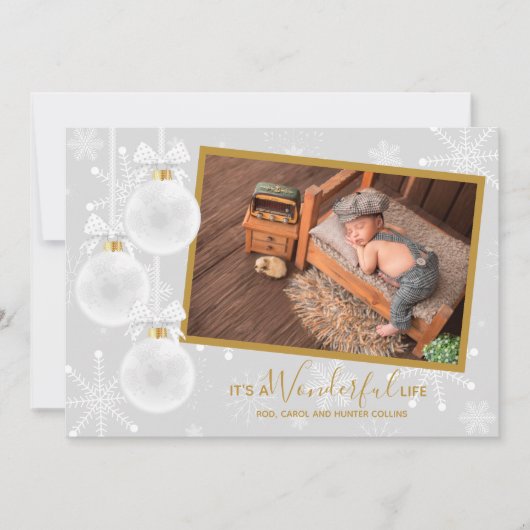 Berichten over kerstmis met witte Ornamenten Feestdagenkaart (Voorkant)