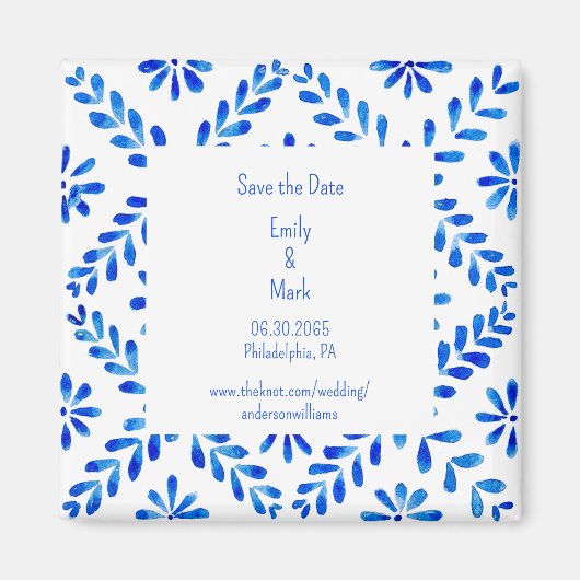 Berichten over mediterraan blauw Save the Date Magneet (Voorkant)
