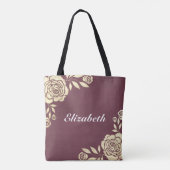 Berichten over moderne chic Gold Rozen Burgundy Re Tote Bag (Achterkant)
