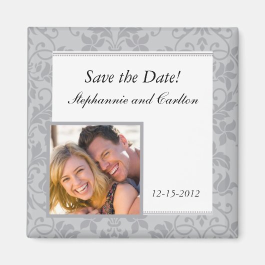 Berichten over tweetalige Grijze Damask Wedding Ma Magneet (Voorkant)