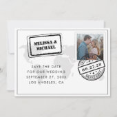 Berichten over Wereldkaart op zwarte en witte brui Save The Date (Voorkant)