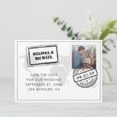 Berichten over Wereldkaart op zwarte en witte brui Save The Date (Staand voorkant)