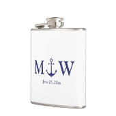 Berichten over zeemansblauw marinemonogram heupfles (Links)