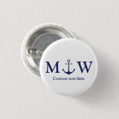 Berichten over zeemansblauw marinemonogram ronde button 3,2 cm (Voorkant /achterkant)