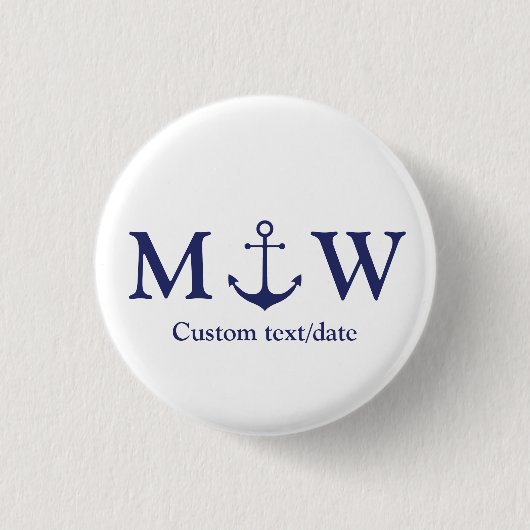 Berichten over zeemansblauw marinemonogram ronde button 3,2 cm (Voorkant)