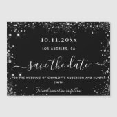 Berichten over zwarte zilveren glitter save date m magnetische uitnodiging (Voorkant)