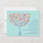 Berichten repetitie Dinner Aqua Circle Tree Invite Kaart (Achterkant)