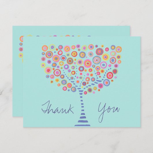 Berichten repetitie Dinner Aqua Circle Tree Invite Kaart (Voorkant / Achterkant)