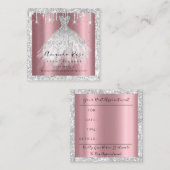 Berichten Roos Confetti Zilveren Drijfschijven voo Afsprakenkaartje (Voorkant / Achterkant)