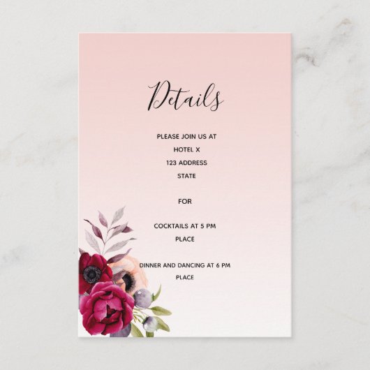 Berichten roos goudschotweddreceptie informatiekaartje (Voorkant)