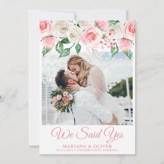 Berichten Roze Peach White Floral Kaart (Voorkant)