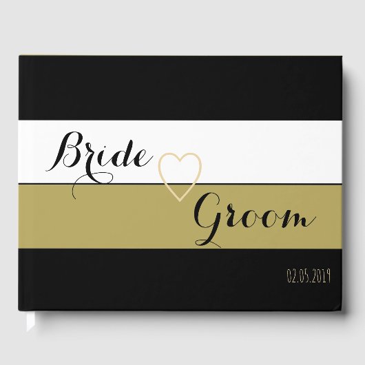 Berichten uit Guestbook - Black Gold White Stripes Gastenboek (Voorkant)