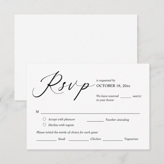 Berichten uitnodigen RSVP-antwoord, e-mailkaart Informatiekaartje (Voorkant / Achterkant)