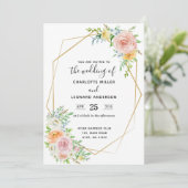 Berichten uitnodiging florale schemering roze en g (Staand voorkant)