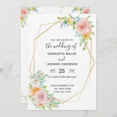 Berichten uitnodiging florale schemering roze en g (Voorkant / Achterkant)