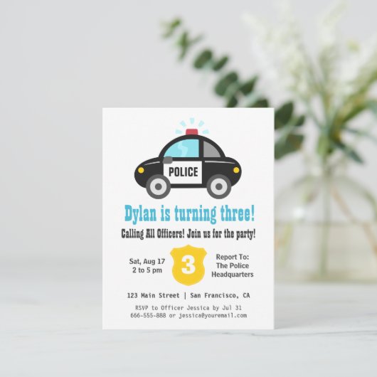 Berichten van de Birthday Partij van de politie Kaart (Staand voorkant)