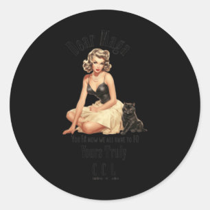 Berichten van kinderloze kat dames 1 ronde sticker