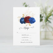 Berichten van marinesoorten, rode en goudbloemen RSVP kaartje (Staand voorkant)