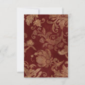 Berichten van marinesoorten, rode en goudbloemen RSVP kaartje (Achterkant)