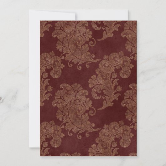 Berichten van marinesoorten, rode en goudbloemen save the date (Achterkant)