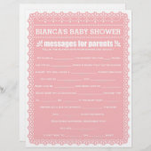 Berichten voor het Baby shower Pink Papel Picado v (Voorkant / Achterkant)