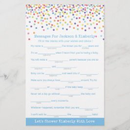 Berichten voor ouders die Confetti Baby shower moe Flyer