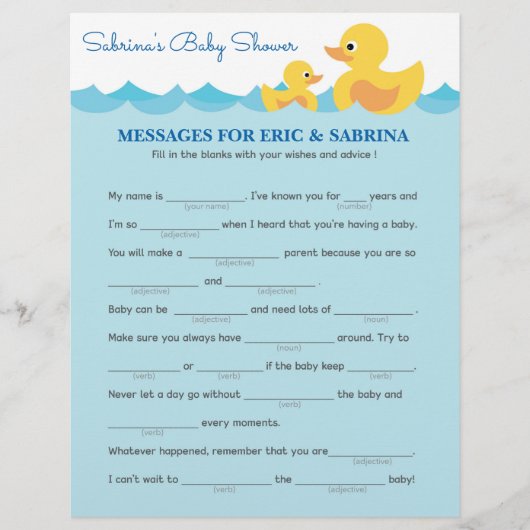 Berichten voor ouders die een rubber Duck-Baby sho (Voorkant)