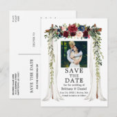 Berichten Waterverf Floral Foto Aankondigingskaart (Voorkant / Achterkant)