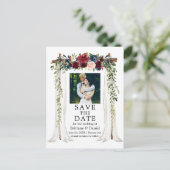 Berichten Waterverf Floral Foto Aankondigingskaart (Staand voorkant)