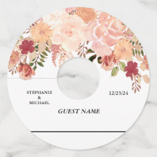 Berichten Waterverf Perzikbloem Wijnglaslabel