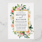 Berichten Waterverf Roze bleekwitte Floral Gold Folie Uitnodiging (Voorkant)