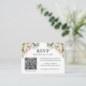 Berichten Waterverf Roze Floral QR RSVP Informatiekaartje (Staand voorkant)