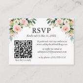 Berichten Waterverf Roze Floral QR RSVP Informatiekaartje (Voorkant)