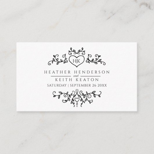 Berichten website QR code hartblad monogram mono Informatiekaartje (Voorkant)