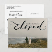 Berichtenaankondiging van het zwarte Script Eloped Briefkaart (Voorkant / Achterkant)