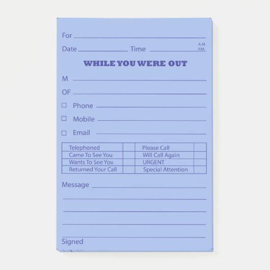 Berichtenbericht via blauwe telefoon Het is Post-it® Notes (Voorkant)