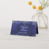 Berichtenblauwe zilverglitter sparkles plaatskaartje (Achterkant)
