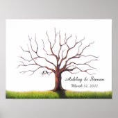 Berichtenboek over de bruiloft van een duimdruk poster (Voorkant)