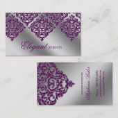 Berichtenevenspanner Damask Paars Sparkle Silver Visitekaartje (Voorkant / Achterkant)