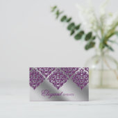 Berichtenevenspanner Damask Paars Sparkle Silver Visitekaartje (Staand voorkant)