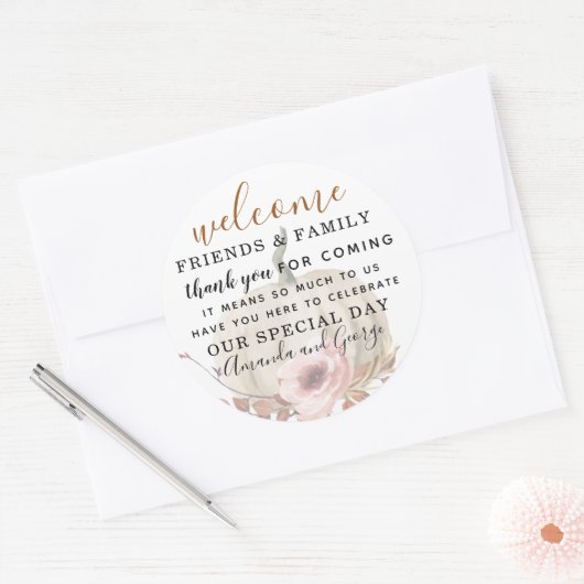 Berichtenherfstpompoen bedankt u ronde sticker (Envelop)