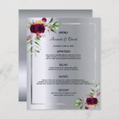 Berichtenmenu zilverkleurig bogundy elegant (Voorkant / Achterkant)