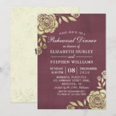 Berichtenrepetitie Dinner Golden Rozen Burgundy Re Kaart (Voorkant / Achterkant)