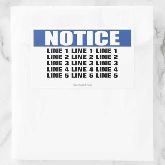 Berichtteken (max 5 regels) rechthoekige sticker (Tas)