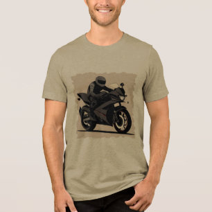 Berijder op een slanke zwarte motorfiets Tri-Blend shirt