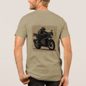 Berijder op een slanke zwarte motorfiets Tri-Blend shirt (Achterkant)