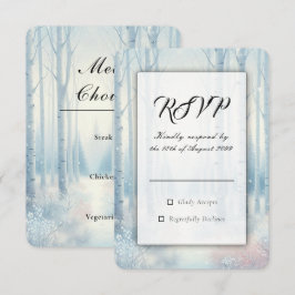 Berijpte Blauwe Berk Bos Bruiloft RSVP Kaartje